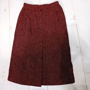Vintage wool skirt, maroon and brown, size S